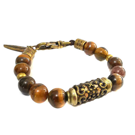 Pulseira Olho de Tigre Ouro Velho
