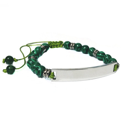 Pulseira Masculina Malaquita Placa