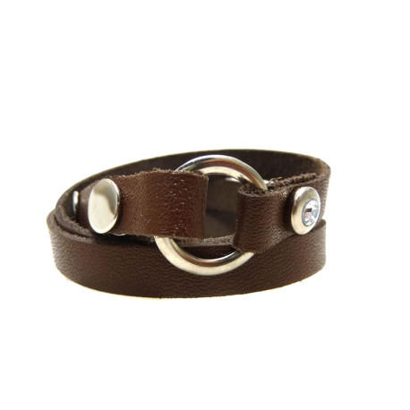 Pulseira Duas Voltas Couro Fivela